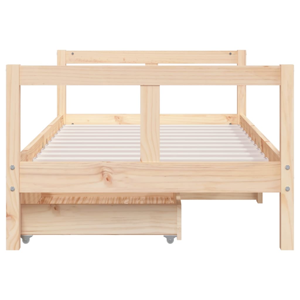 Kids Bed Frame with Drawers 80x160 cm Solid Wood Pine